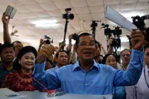 Cambodia ruling party claims 'huge victory' in vote decried as 'sham'.jpg Cambodia ruling party claims 'huge victory' in vote decried as 'sham'.jpg
