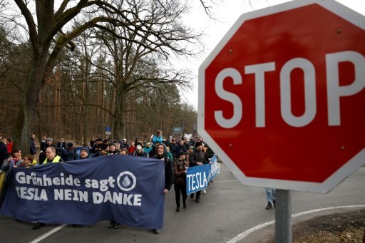 Activists protest Tesla plant expansion in Germany