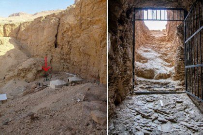 Antiquities ministry pictures showing the location and entrance to the tomb