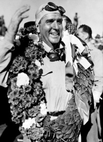 A beaming Giuseppe Farina after winning the first-ever Formula One Grand Prix at Silverstone