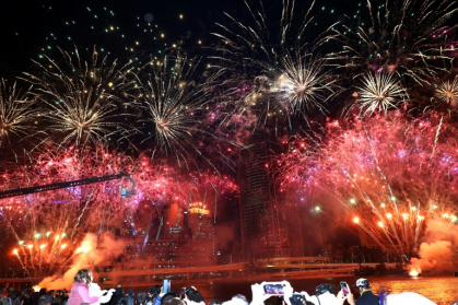 Fireworks filled the sky over Brisbane when the city was named host of the 2032 Olympics in July 2021 Fireworks filled the sky over Brisbane when the city was named host of the 2032 Olympics in July 2021