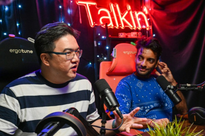 Terence Chia (L) and Haresh Tilani (R) interview Singaporean opposition politicians for their podcast - Roslan RAHMAN Terence Chia (L) and Haresh Tilani (R) interview Singaporean opposition politicians for their podcast - Roslan RAHMAN