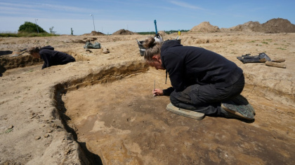 Archaeologists have unearthed a large Viking burial site in northern Denmark after workers stumbled across it during a construction project - James Brooks (AFP) Archaeologists have unearthed a large Viking burial site in northern Denmark after workers stumbled across it during a construction project - James Brooks (AFP)