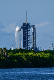 A SpaceX Falcon 9 rocket and Dragon spacecraft sit on the pad of Launch Complex 39A at NASA's Kennedy Space Center ahead of the launch of Axiom Space Mission 4 on June 24, 2025, in Cape Canaveral, Florida - Giorgio VIERA (AFP)