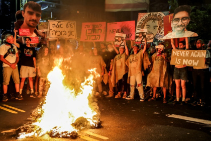 Demonstrators in Tel Aviv call for action to secure the release of hostages held in Gaza, after Palestinian groups released videos of two captives - Jack GUEZ (AFP) Demonstrators in Tel Aviv call for action to secure the release of hostages held in Gaza, after Palestinian groups released videos of two captives - Jack GUEZ (AFP)