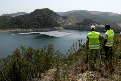 The so-called 'floatovoltaic' panels protect the water surface from the blazing sun and absorb its light to generate electricity - Abdel Majid BZIOUAT (AFP) The so-called 'floatovoltaic' panels protect the water surface from the blazing sun and absorb its light to generate electricity - Abdel Majid BZIOUAT (AFP)