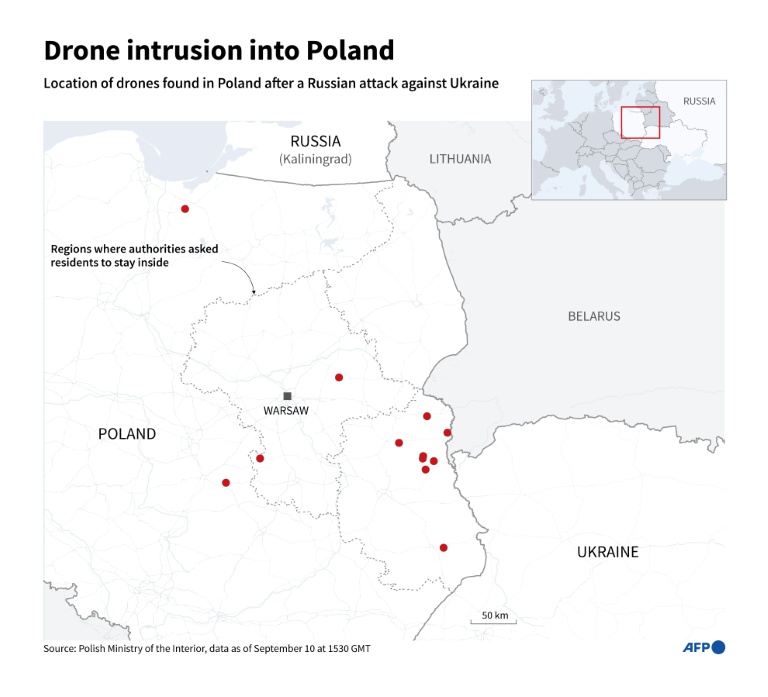 Allies bolster Poland air defence after drone raid blamed on Russia