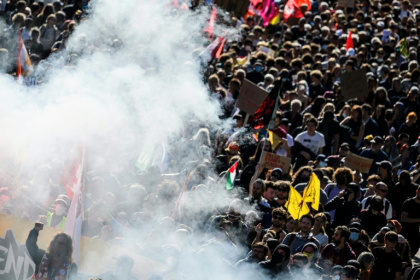 Many protesters took direct aim at President Emmanuel Macron, who has just 18 months left in power - Loic VENANCE (AFP) Many protesters took direct aim at President Emmanuel Macron, who has just 18 months left in power - Loic VENANCE (AFP)