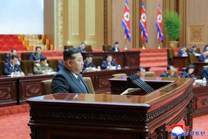 North Korean leader Kim Jong Un delivers a speech to the country's rubber-stamp parliament - STR (AFP) North Korean leader Kim Jong Un delivers a speech to the country's rubber-stamp parliament - STR (AFP)