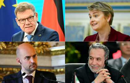 Iran's foreign minister (bottom right) has until the end of Saturday to reach a deal with his British (top right), French (bottom left), and German (top left) counterparts - Tobias SCHWARZ, Valentyn Ogirenko, Thomas SAMSON, Pablo PORCIUNCULA (AFP) Iran's foreign minister (bottom right) has until the end of Saturday to reach a deal with his British (top right), French (bottom left), and German (top left) counterparts - Tobias SCHWARZ, Valentyn Ogirenko, Thomas SAMSON, Pablo PORCIUNCULA (AFP)