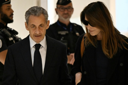 Former French president Nicolas Sarkozy was present with his wife Carla Brun for the verdict - JULIEN DE ROSA (AFP) Former French president Nicolas Sarkozy was present with his wife Carla Brun for the verdict - JULIEN DE ROSA (AFP)