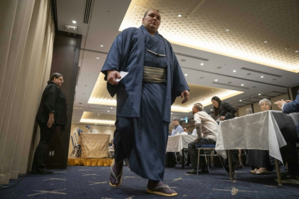 Danilo Yavhushyshyn fled the war in his native Ukraine to follow his dreams of becoming a professional sumo wrestler - Yuichi YAMAZAKI (AFP) Danilo Yavhushyshyn fled the war in his native Ukraine to follow his dreams of becoming a professional sumo wrestler - Yuichi YAMAZAKI (AFP)