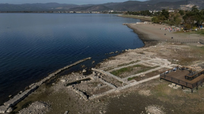 When the Holy Fathers basilica was first discovered, the ruins were totally underwater but the lake has since receded due to climate change - Ozan KOSE (AFP)