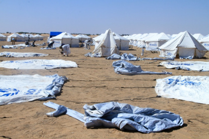 Exhausted health workers have been treating patients in makeshift tents at Al-Dabbah camp in Sudan after fleeing El-Fasher - Ebrahim HAMID (AFP)