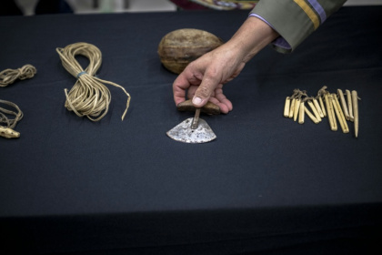 Indigenous artefacts previously held at The Vatican on display after their return to Canada - ANDREJ IVANOV (AFP)