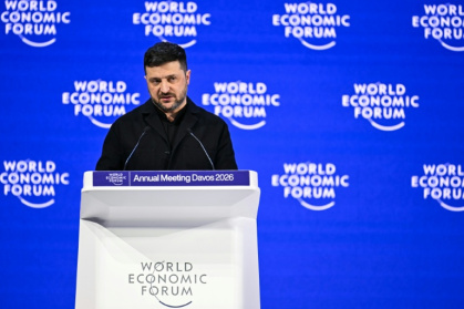 The speech to the Davos elite came minutes after Zelensky had met with US President Donald Trump - Fabrice COFFRINI (AFP)