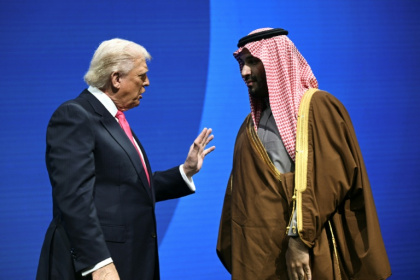 Trump with Crown Prince Mohammed bin Salman at the US-Saudi investment forum in Washington in November 2025 - Brendan SMIALOWSKI (AFP)